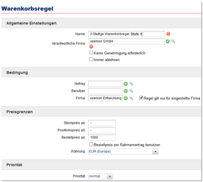 Genehmigung WK Regel Szenario
