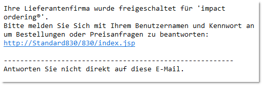 Freischaltung Lieferant